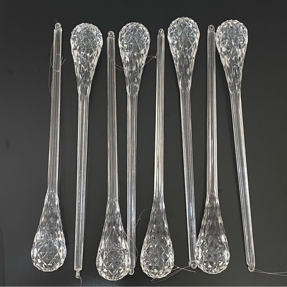 8pcs Vintage Clear Lucite Acrylic Teardrop 8” Christmas Tree Ornament - Picture 1 of 10